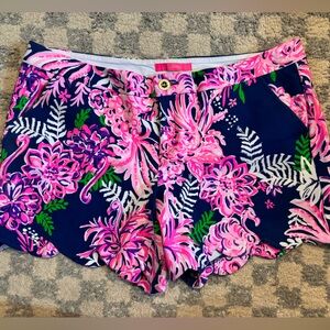 Lilly Pulitzer Pink and Blue Bermuda Shorts with Scallops